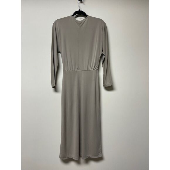 NWT H&M Khaki Faux Wrap Dolman Sleeve Midi Dress, Sz S - Picture 5 of 7